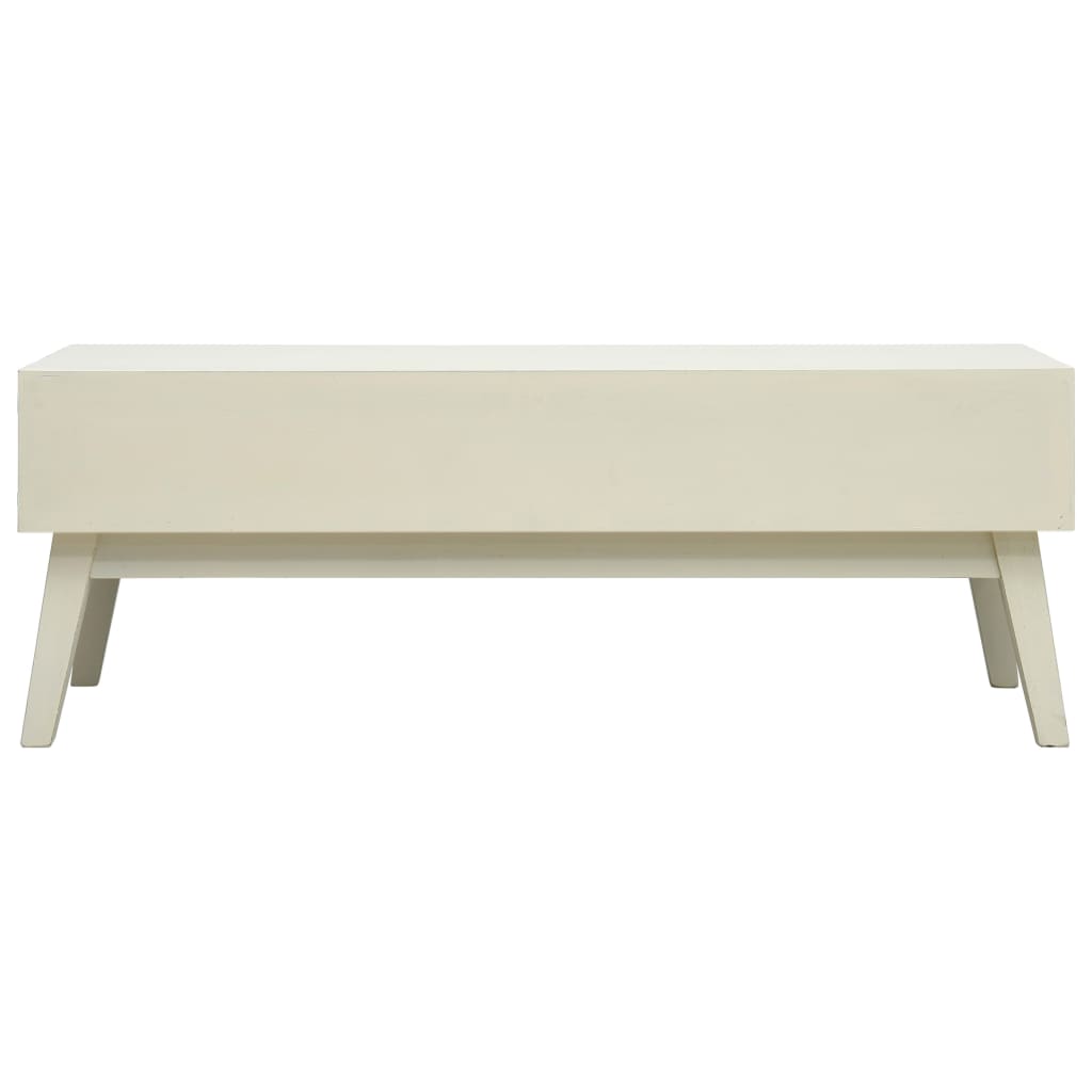 Coffee Table With 2 Drawers Carving Grey 110X50X40 Cm Wood