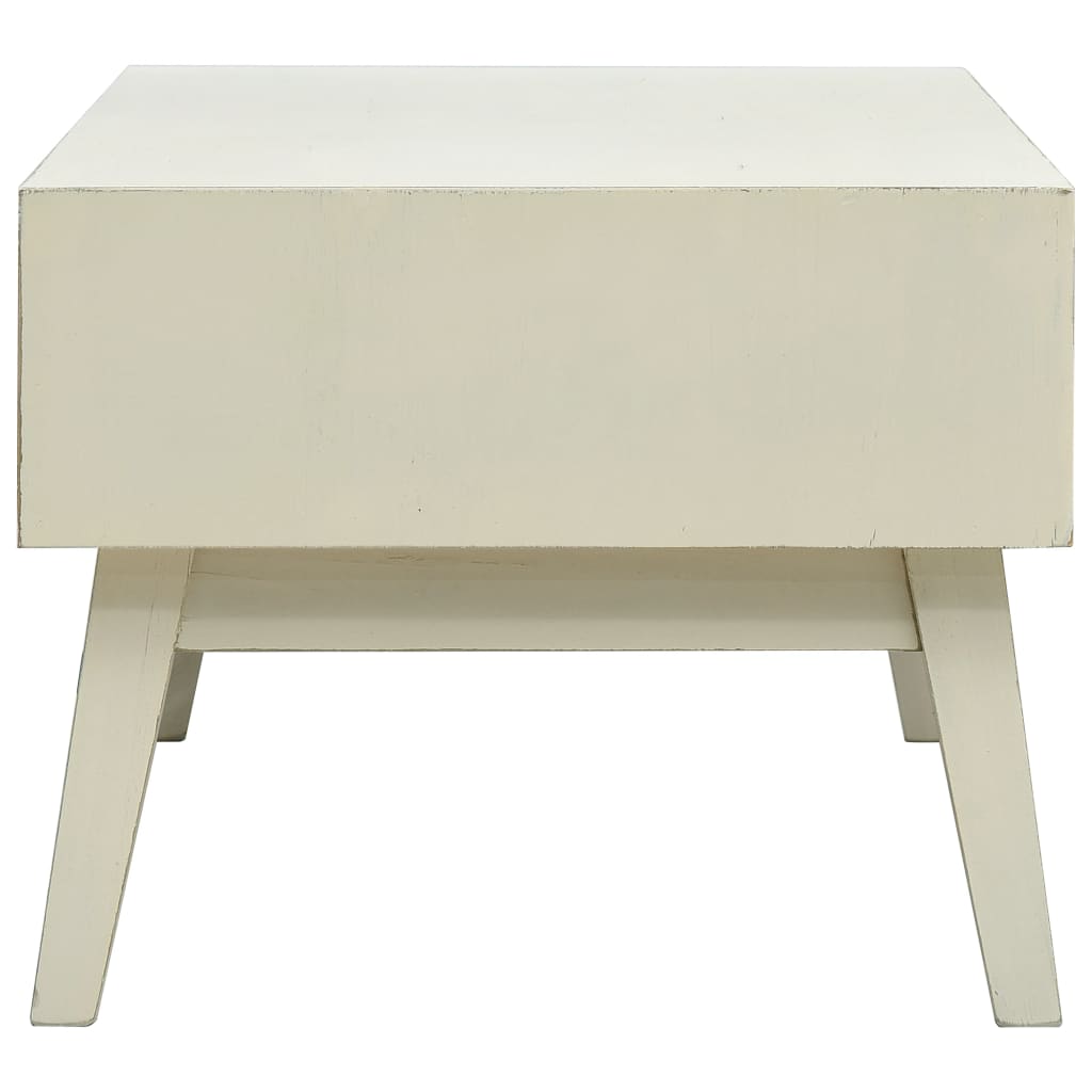 Coffee Table With 2 Drawers Carving Grey 110X50X40 Cm Wood