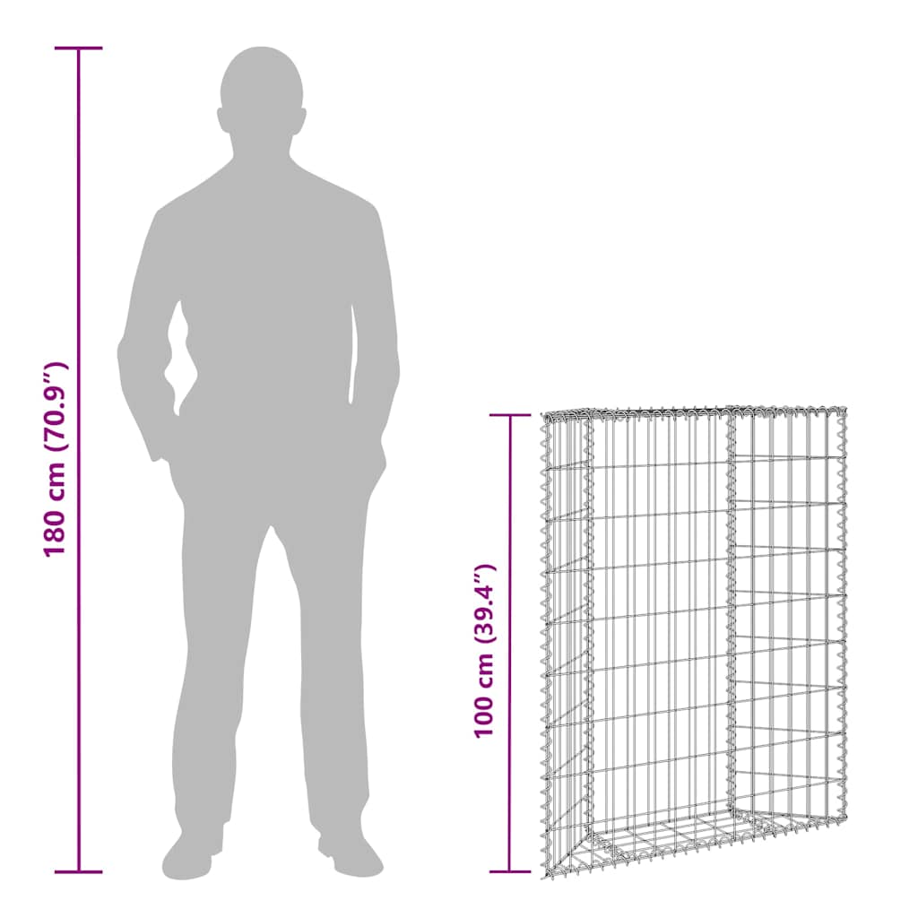Planter Gabion Raised Bed Stone Basket Galvanised Steel Garden Border Silver LED