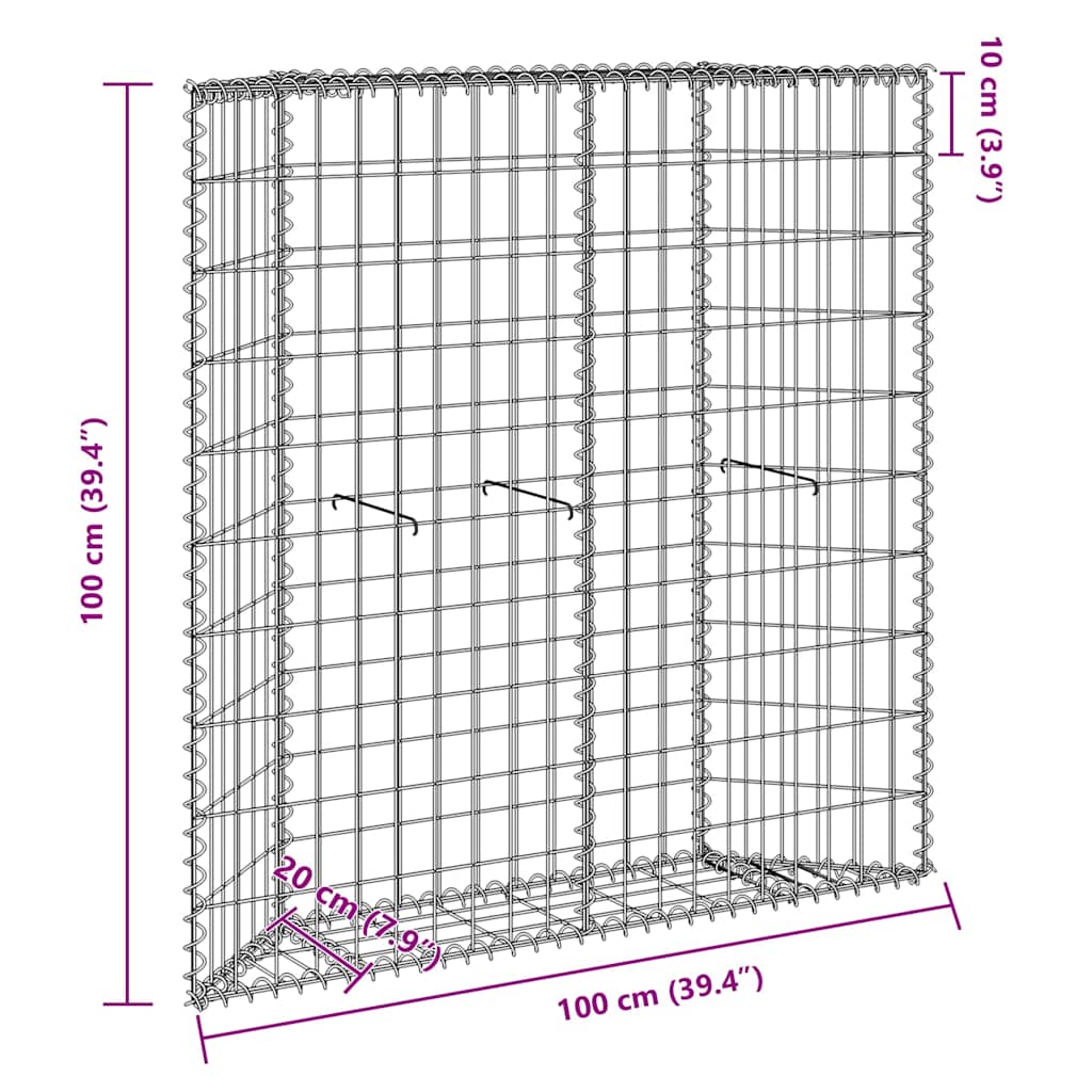 Planter Gabion Raised Bed Stone Basket Galvanised Steel Garden Border Silver LED