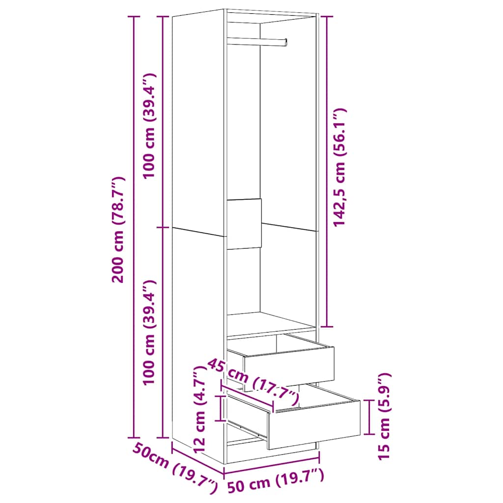 Wardrobe With Drawers Engineered Wood