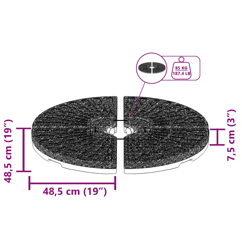 Umbrella Base Fan-Shaped 4 Pcs Black