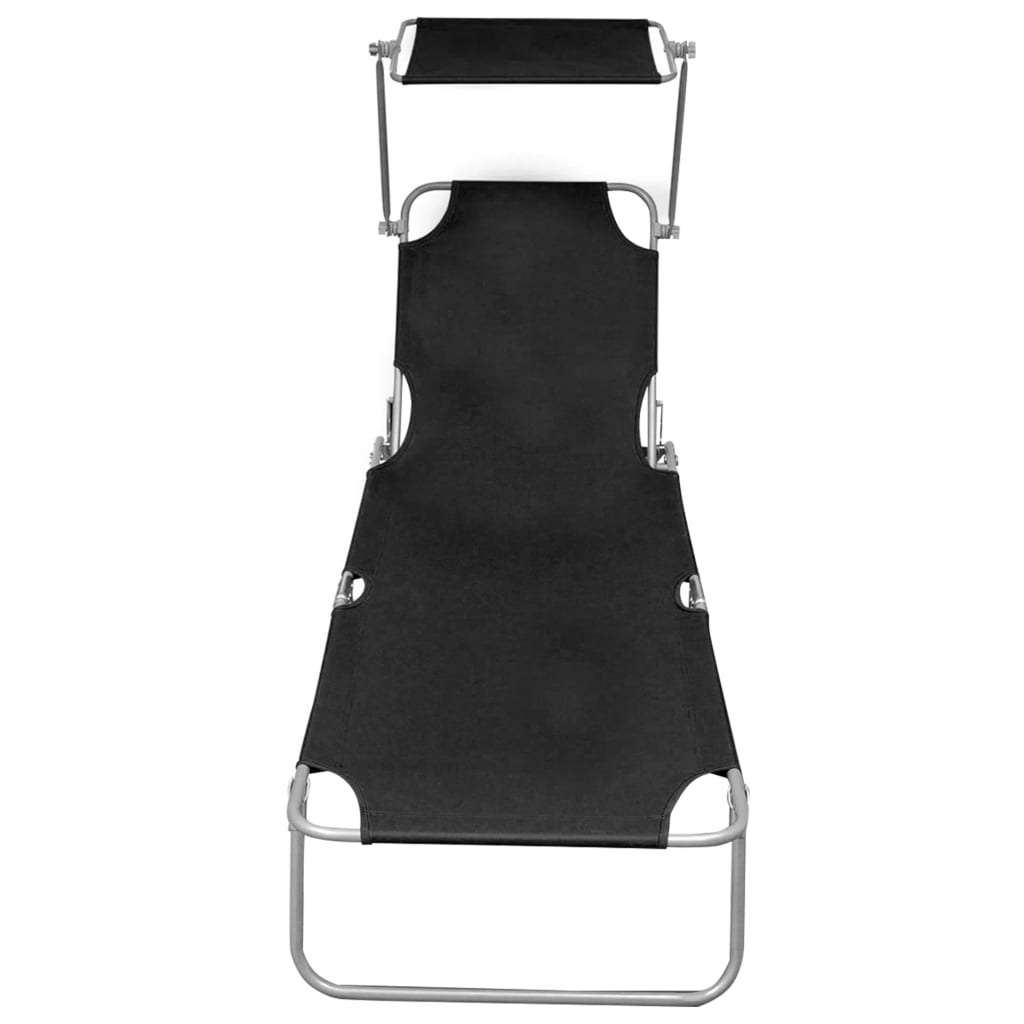 Folding Sun Lounger With Canopy Aluminium
