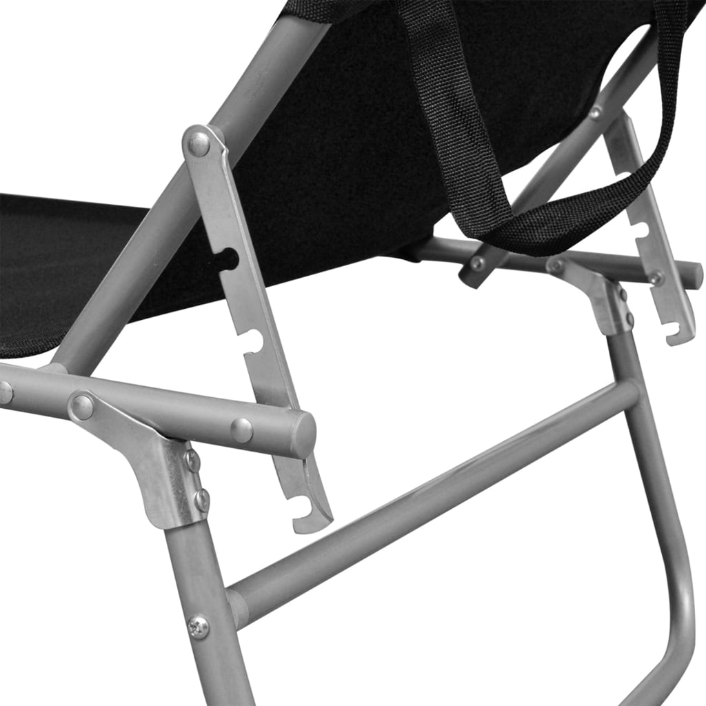 Folding Sun Lounger With Canopy Aluminium