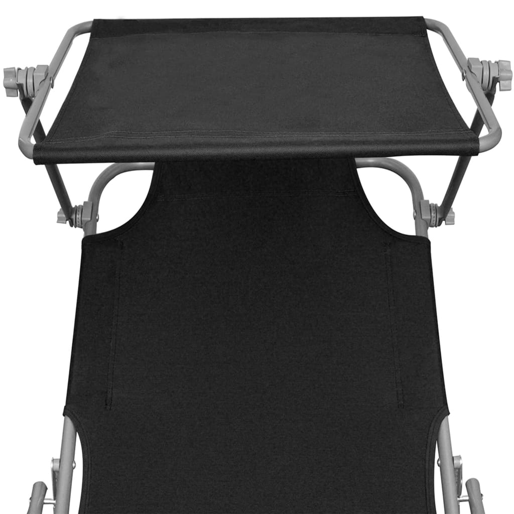 Folding Sun Lounger With Canopy Aluminium