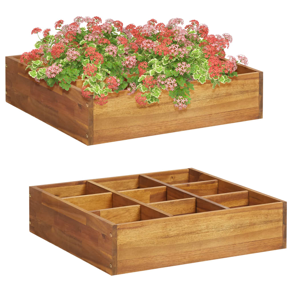 Herb Garden Raised Bed Solid Acacia Wood 60X60X15 Cm