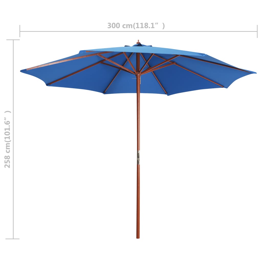 Garden Parasol With Wooden Pole 300X258 Cm