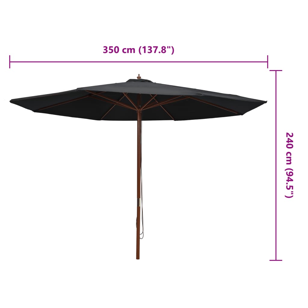 Garden Parasol With Wooden Pole 350 Cm