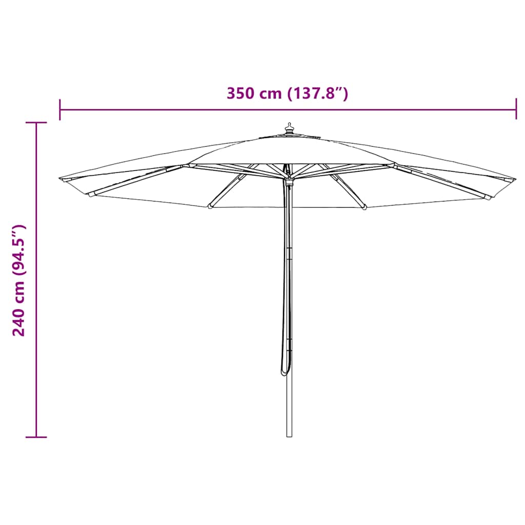 Garden Parasol With Wooden Pole 350 Cm