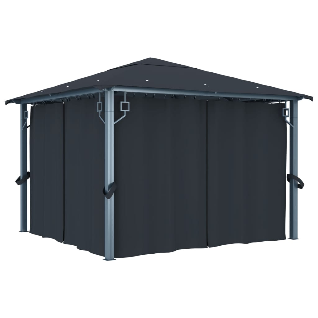 Gazebo With Curtain Aluminium