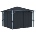 Gazebo With Curtain Aluminium