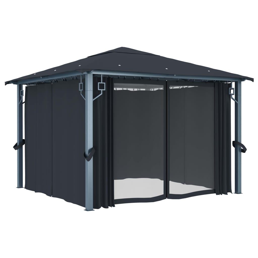 Gazebo With Curtain Aluminium