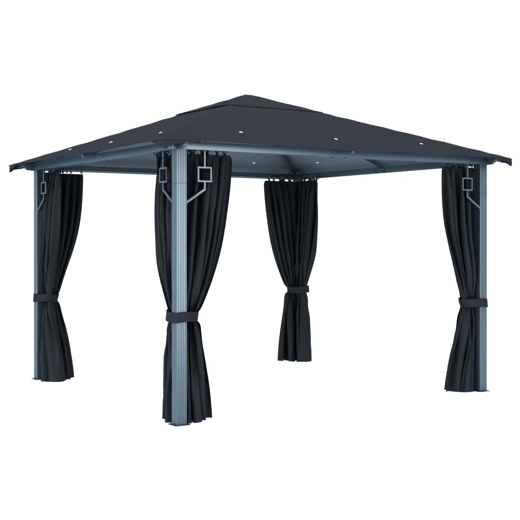 Gazebo With Curtain Aluminium