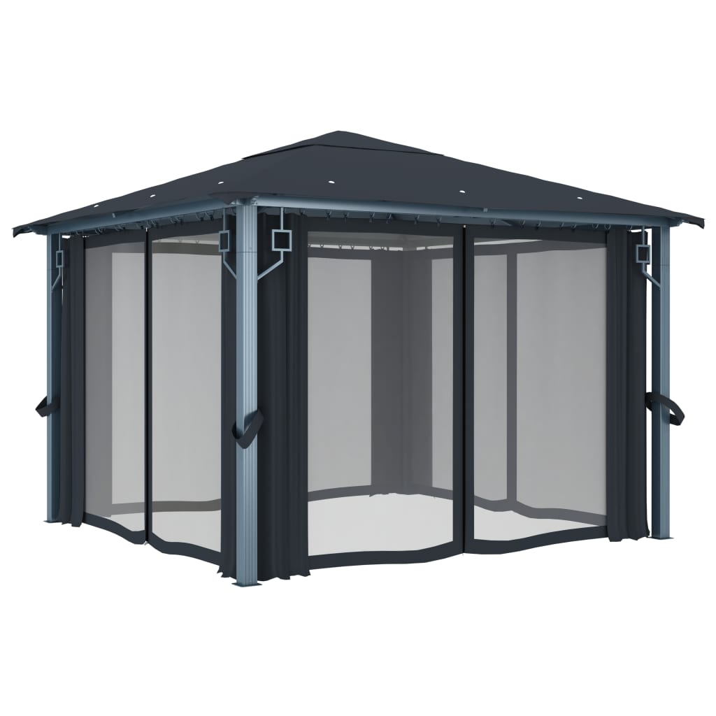 Gazebo With Curtain Aluminium