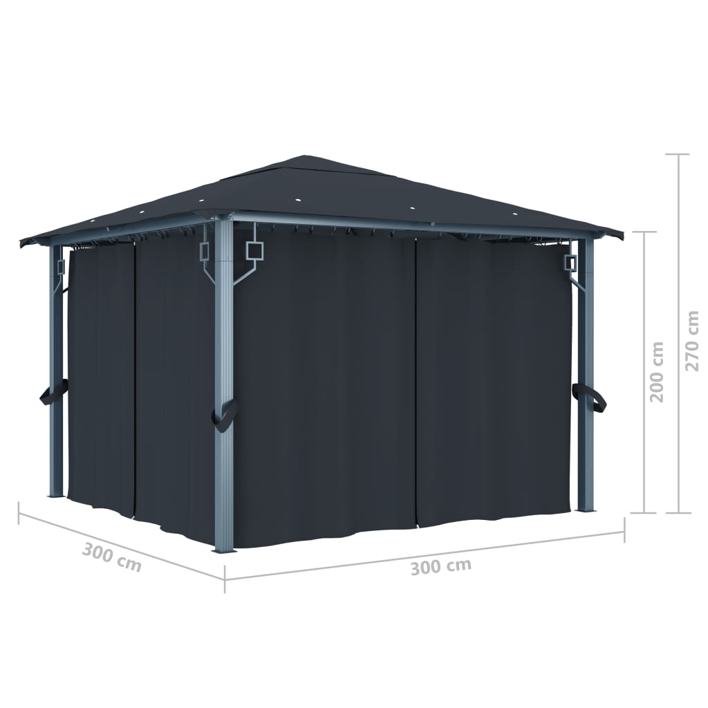 Gazebo With Curtain Aluminium