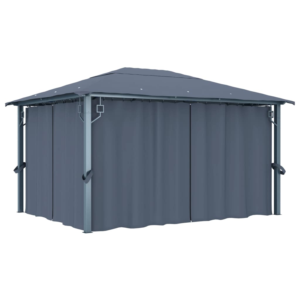 Gazebo With Curtain Aluminium
