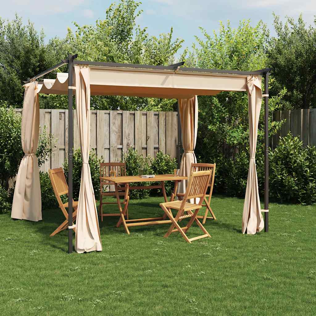 Gazebo With Curtains Steel