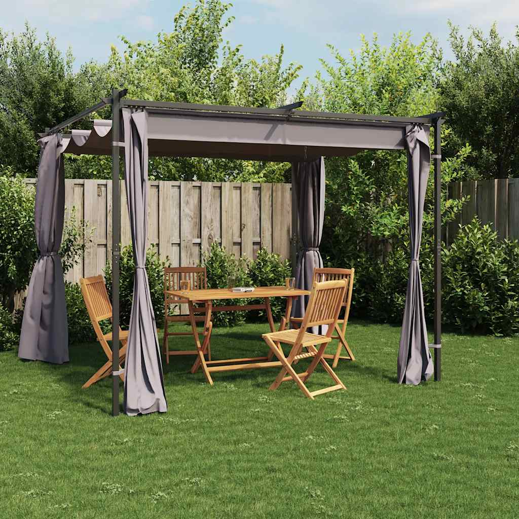 Gazebo With Curtains Steel