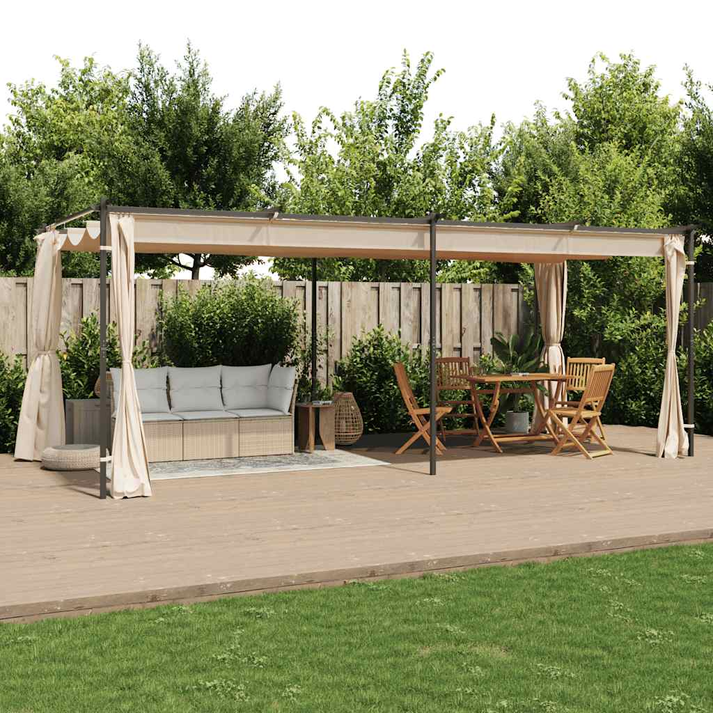 Gazebo With Curtains Steel