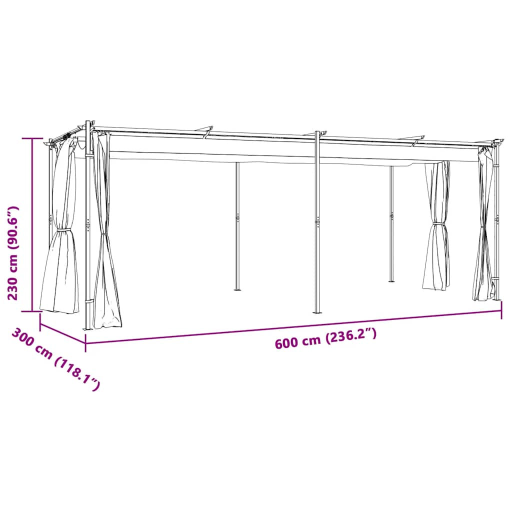 Gazebo With Curtains Steel