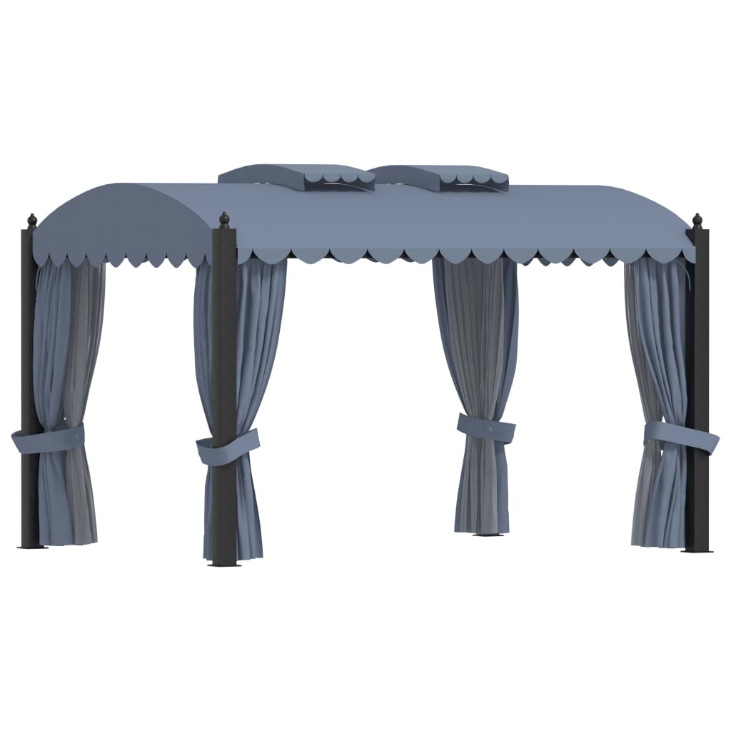 Gazebo With Curtains 3X4 M Anthracite Steel