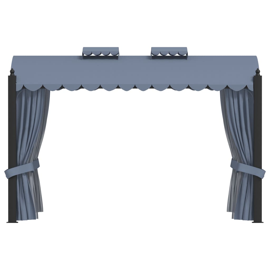 Gazebo With Curtains 3X4 M Anthracite Steel