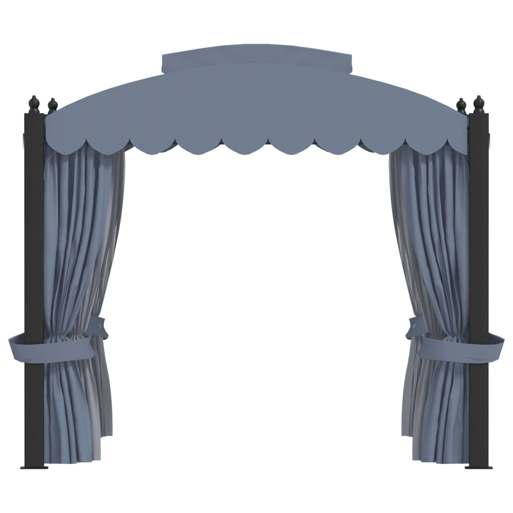 Gazebo With Curtains 3X4 M Anthracite Steel