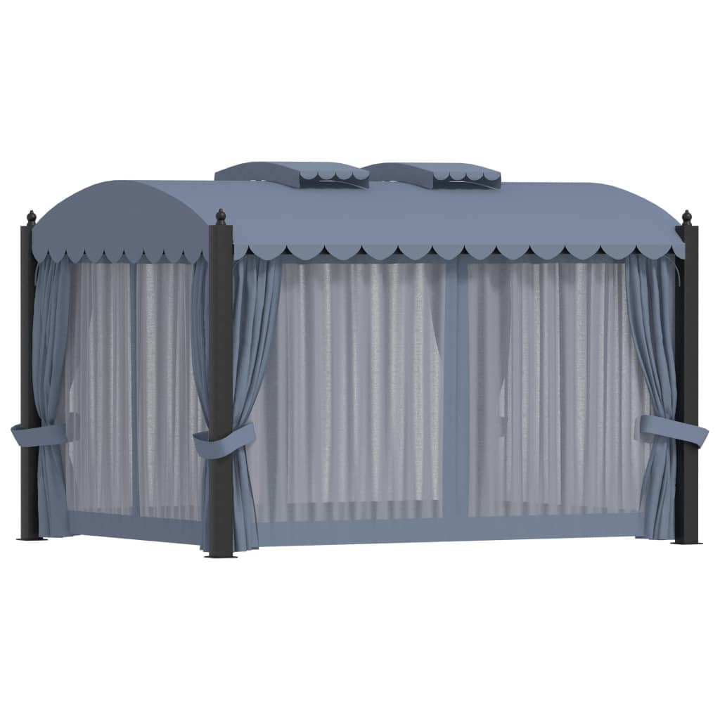Gazebo With Curtains 3X4 M Anthracite Steel