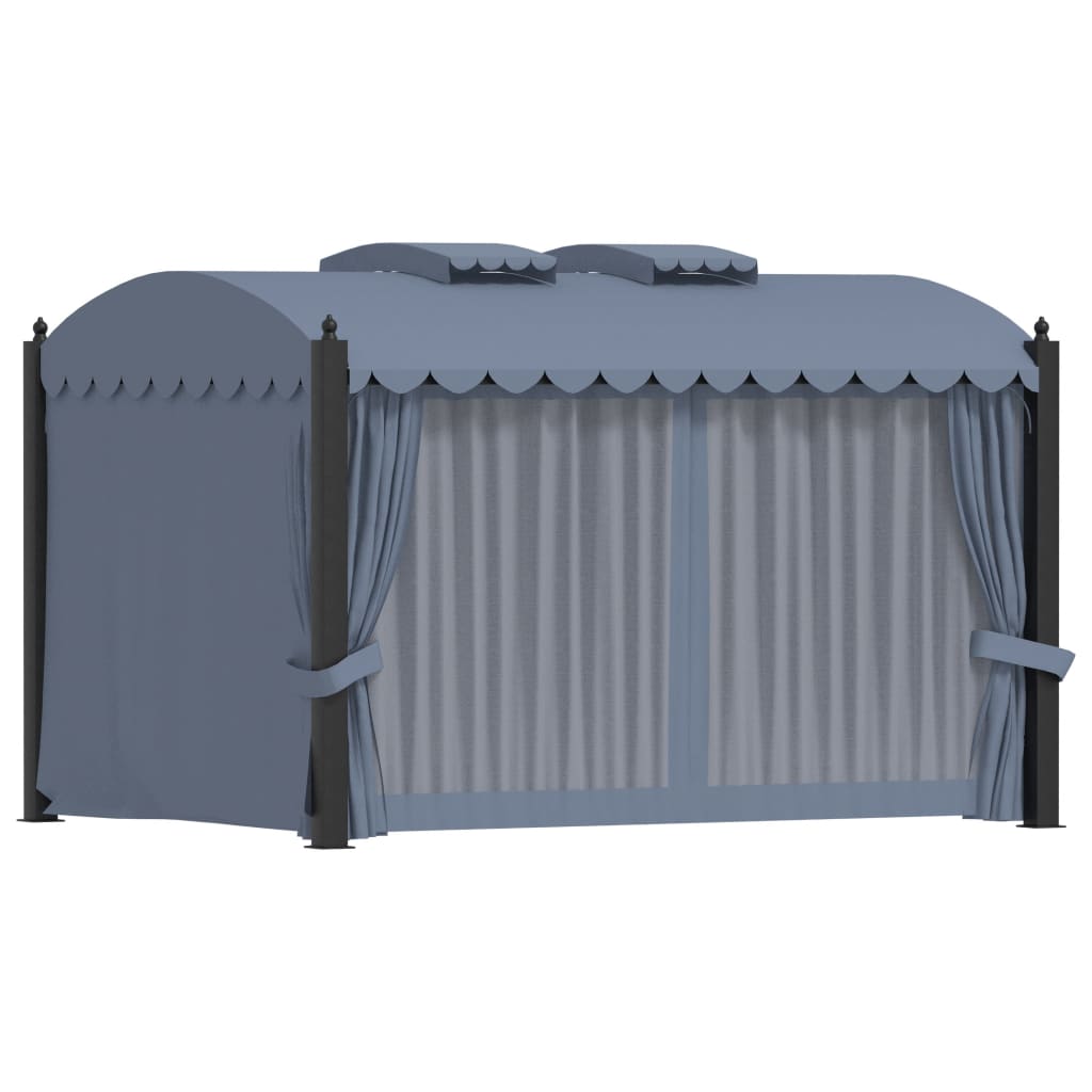 Gazebo With Curtains 3X4 M Anthracite Steel