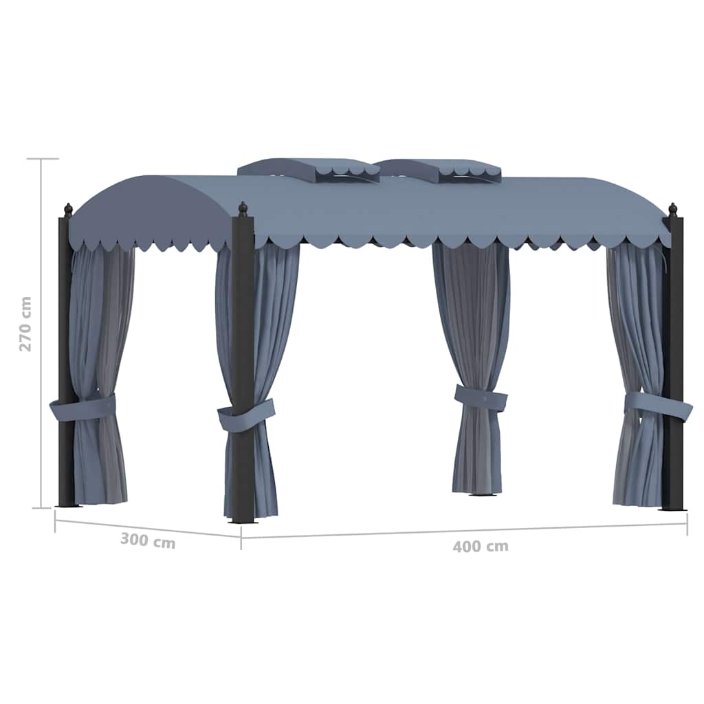 Gazebo Curtains 3X4 M Anthracite Steel fabric (100% polyester) 400 cm