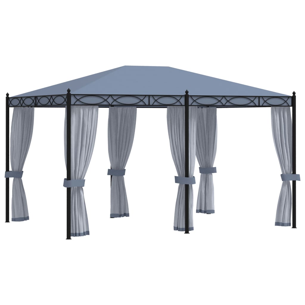 Gazebo With Mesh Screens 3X4 M Anthracite Steel