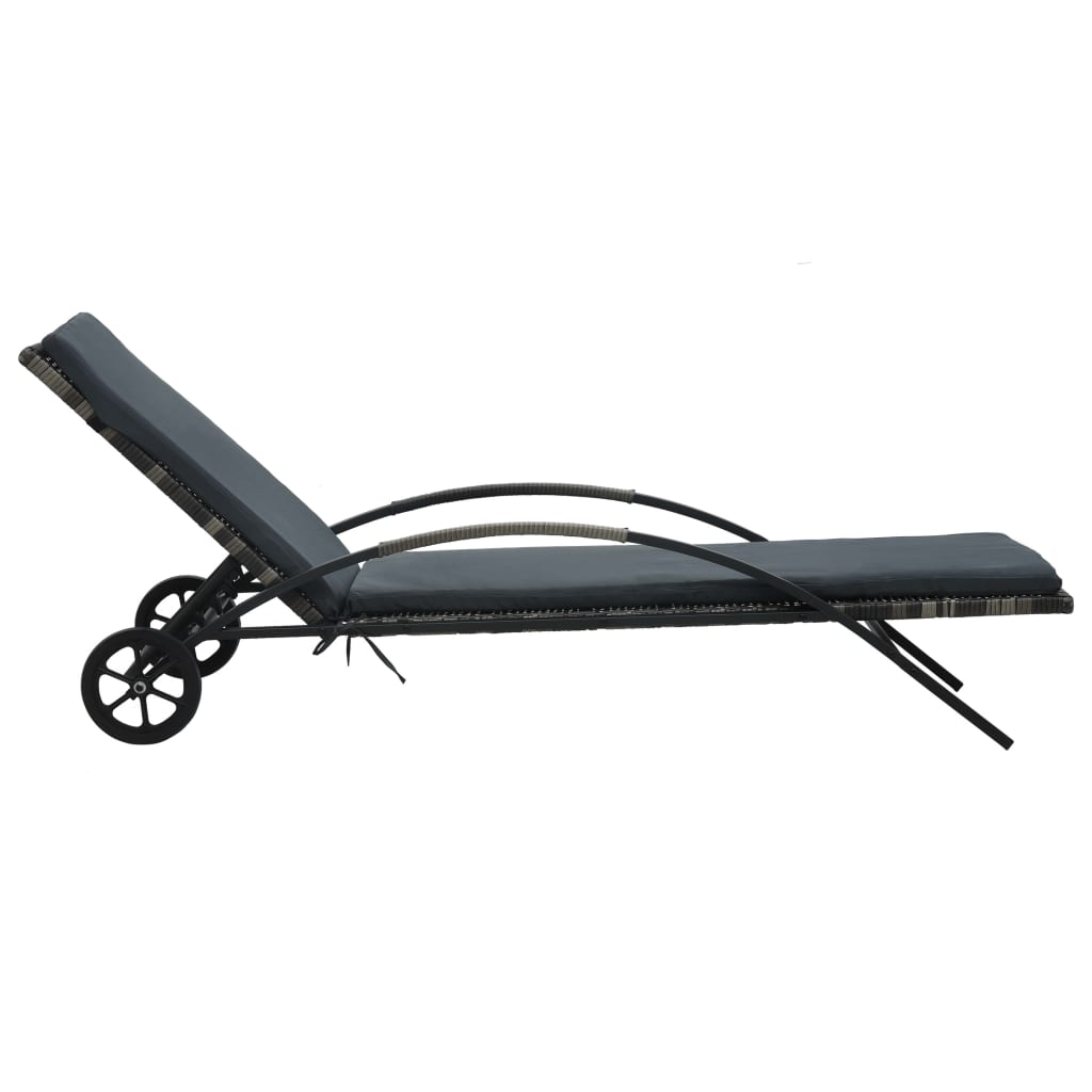 Sun Loungers With Table Poly Rattan