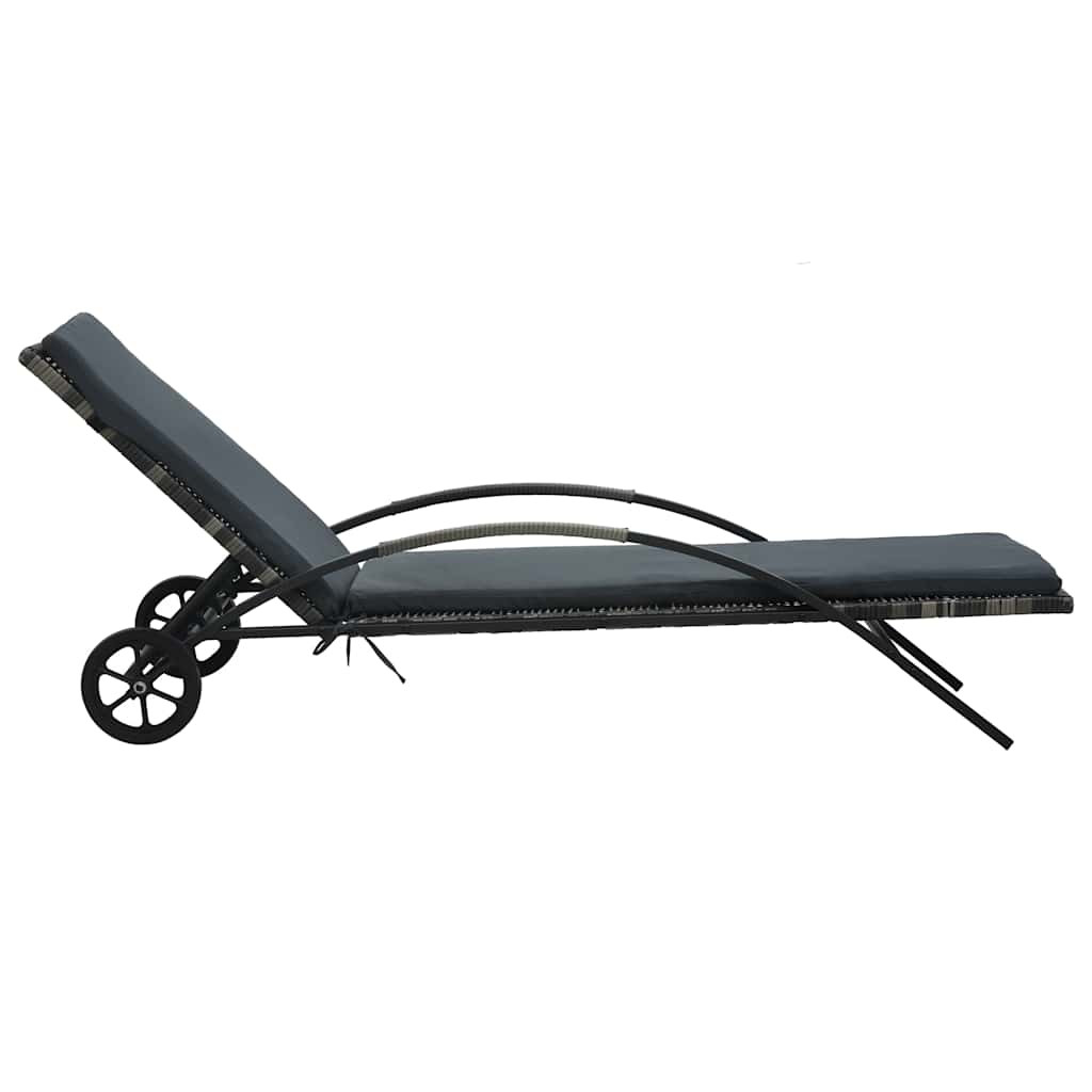Sunloungers Poly Rattan Sun Loungers Table Garden Patio Recliner Bed Set 199.5 c
