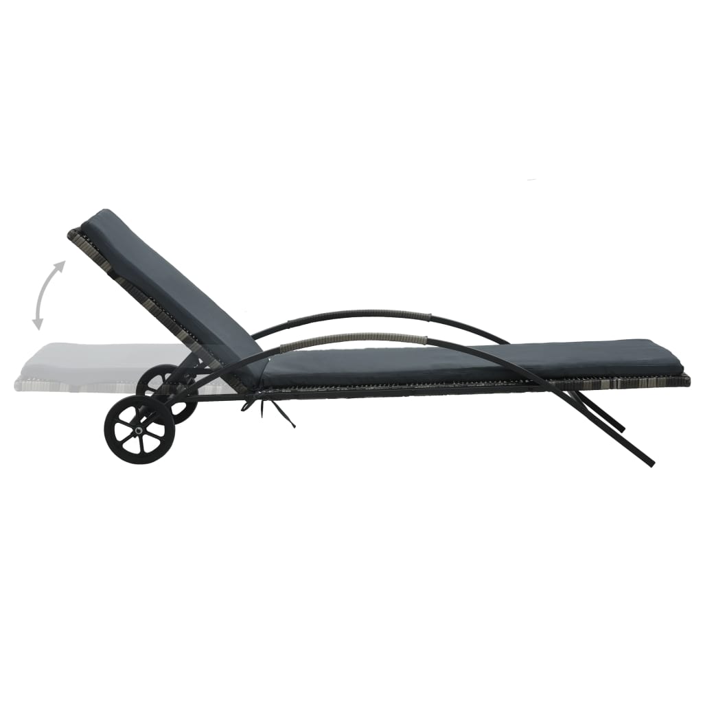 Sun Loungers With Table Poly Rattan