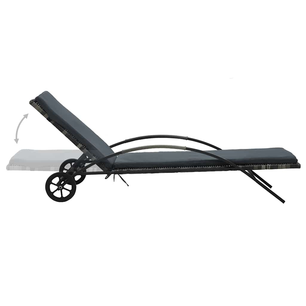 Sunloungers Poly Rattan Sun Loungers Table Garden Patio Recliner Bed Set 199.5 c