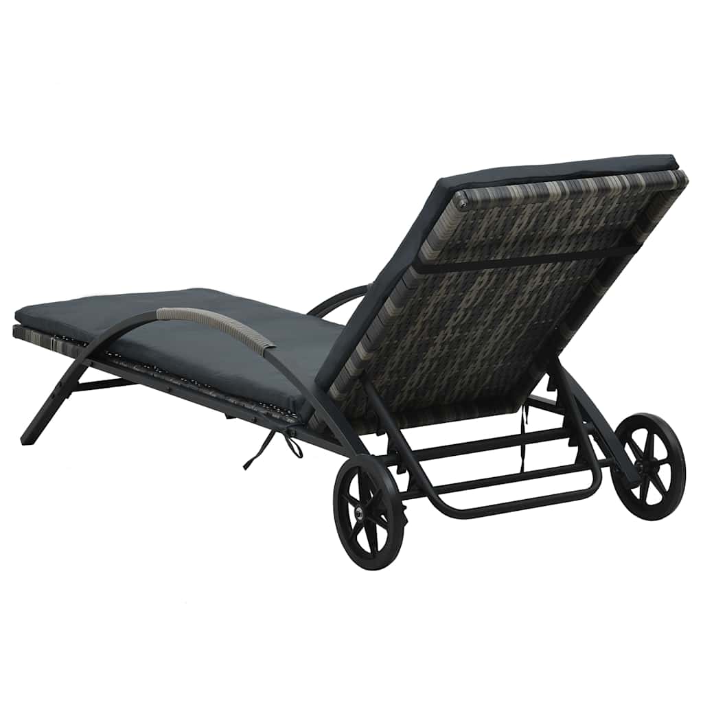 Sunloungers Poly Rattan Sun Loungers Table Garden Patio Recliner Bed Set 199.5 c