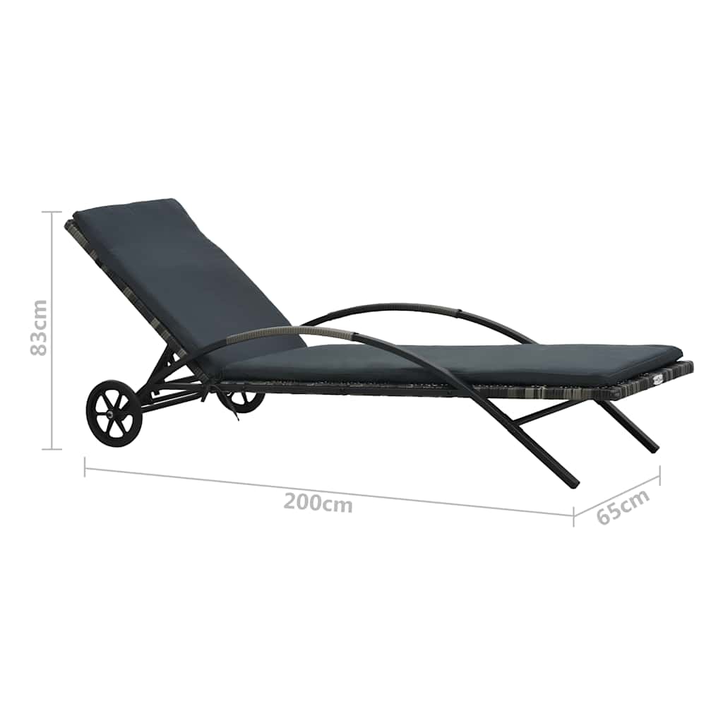 Sunloungers Poly Rattan Sun Loungers Table Garden Patio Recliner Bed Set 199.5 c