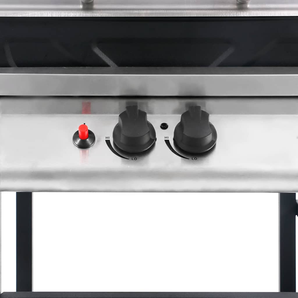 Outdoor Grills 2 Burner Gas Bbq Grill Barbecue Side Shelf & Wheels Black Silver