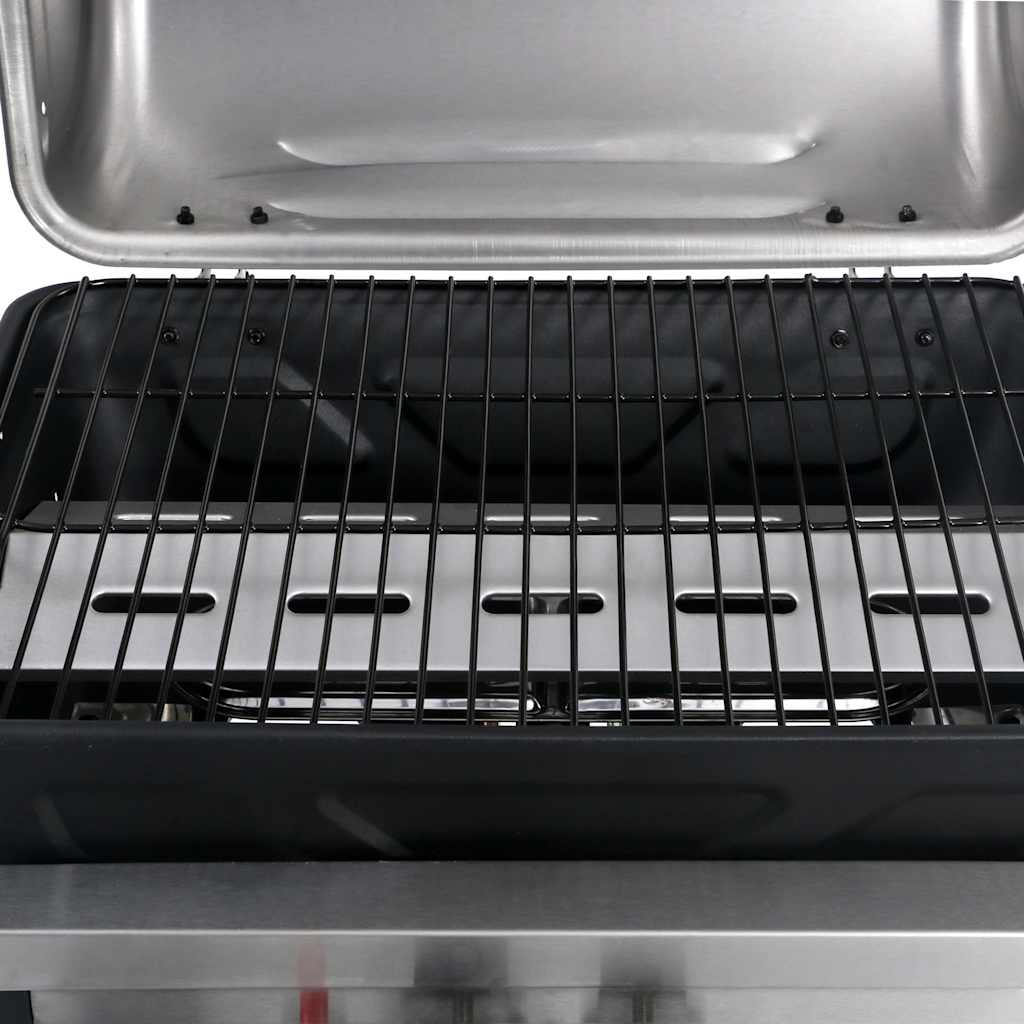 Outdoor Grills 2 Burner Gas Bbq Grill Barbecue Side Shelf & Wheels Black Silver