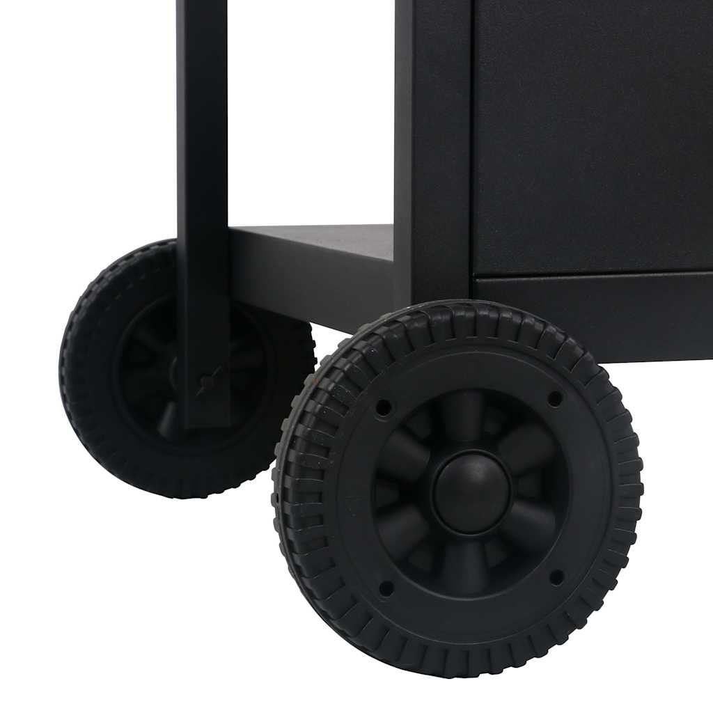 Outdoor Grills 2 Burner Gas Bbq Grill Barbecue Side Shelf & Wheels Black Silver