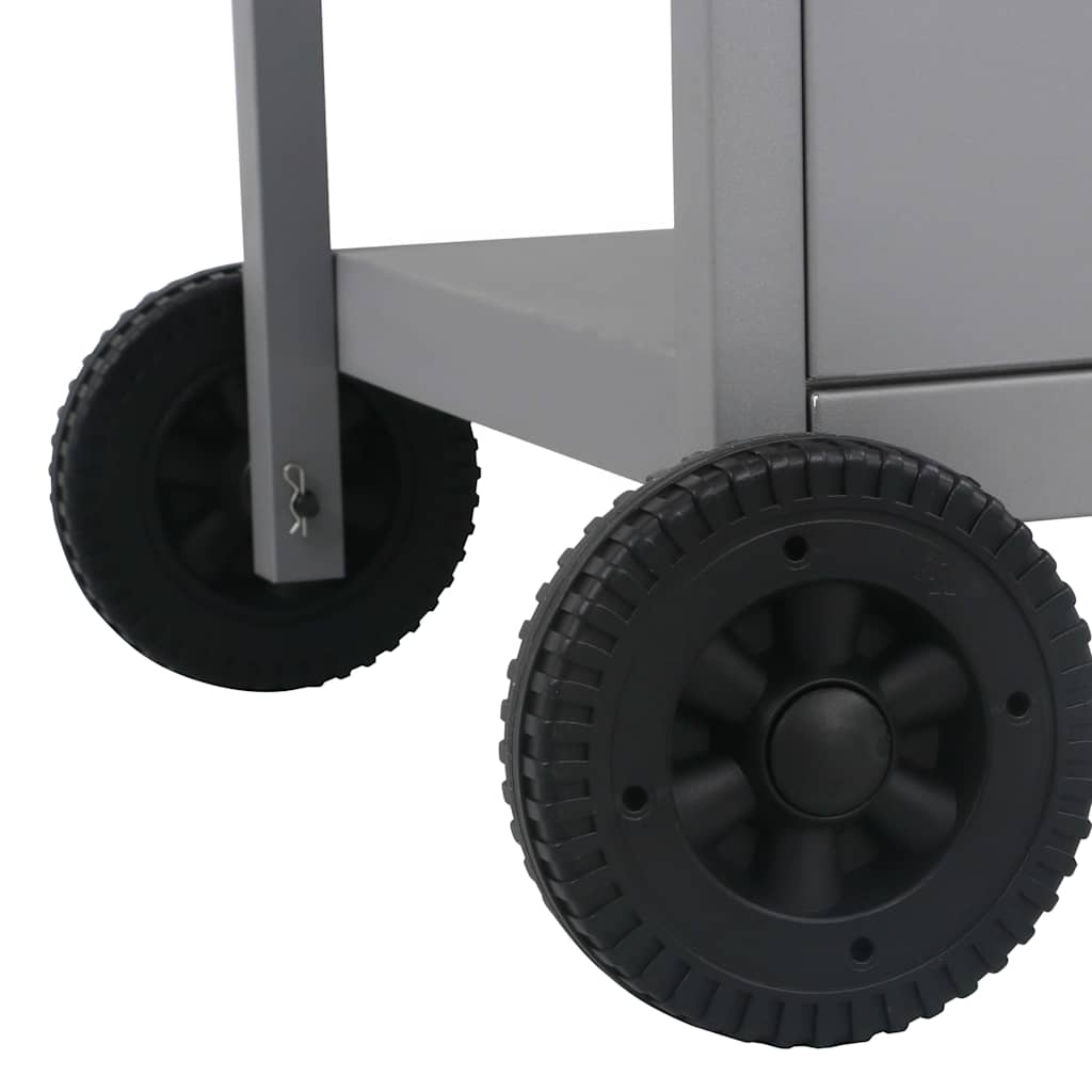 Outdoor Grills 2 Burner Gas BBQ Grill Barbecue Side Shelf & Wheels black silver