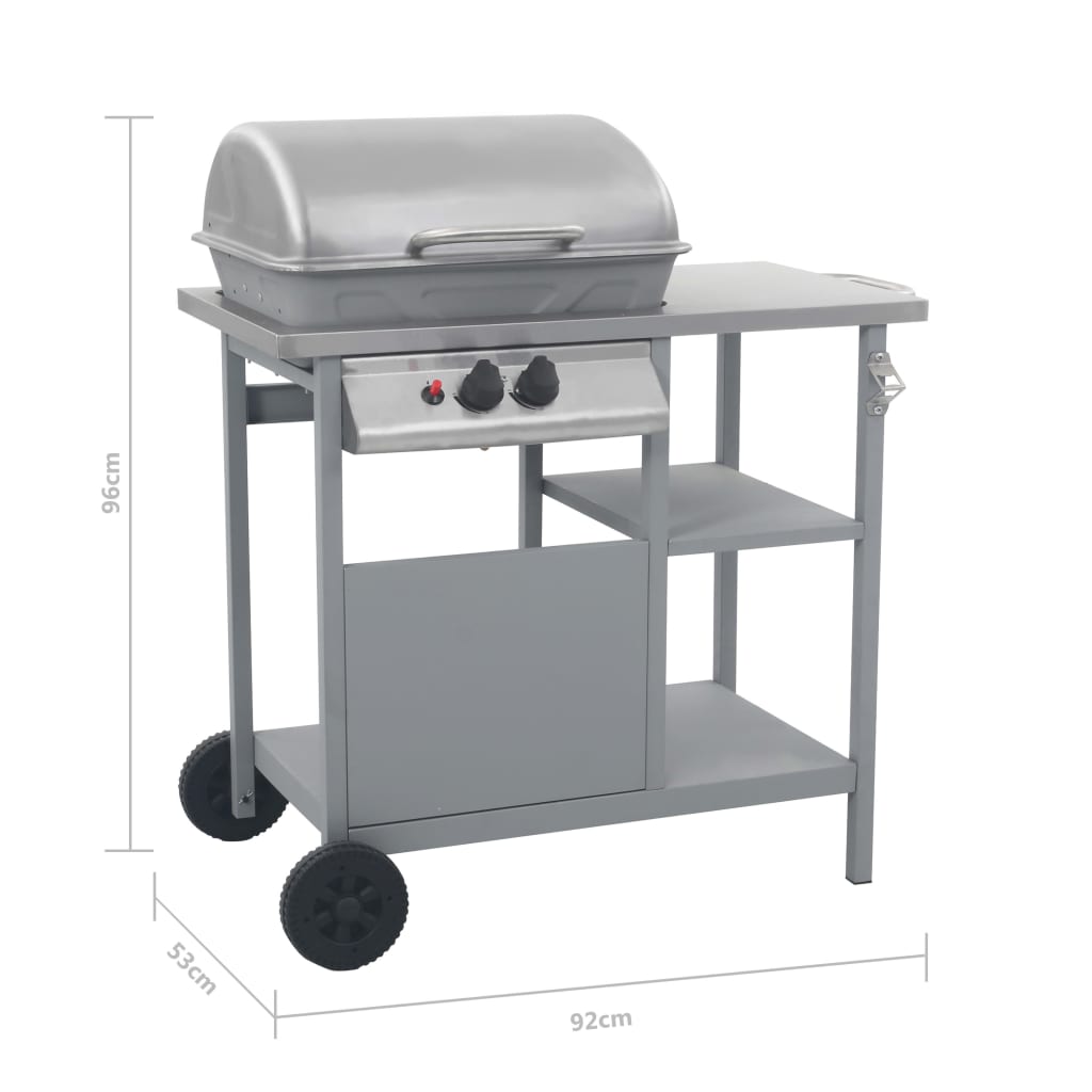 Gas Bbq Grill With 3-Layer Side Table Black And