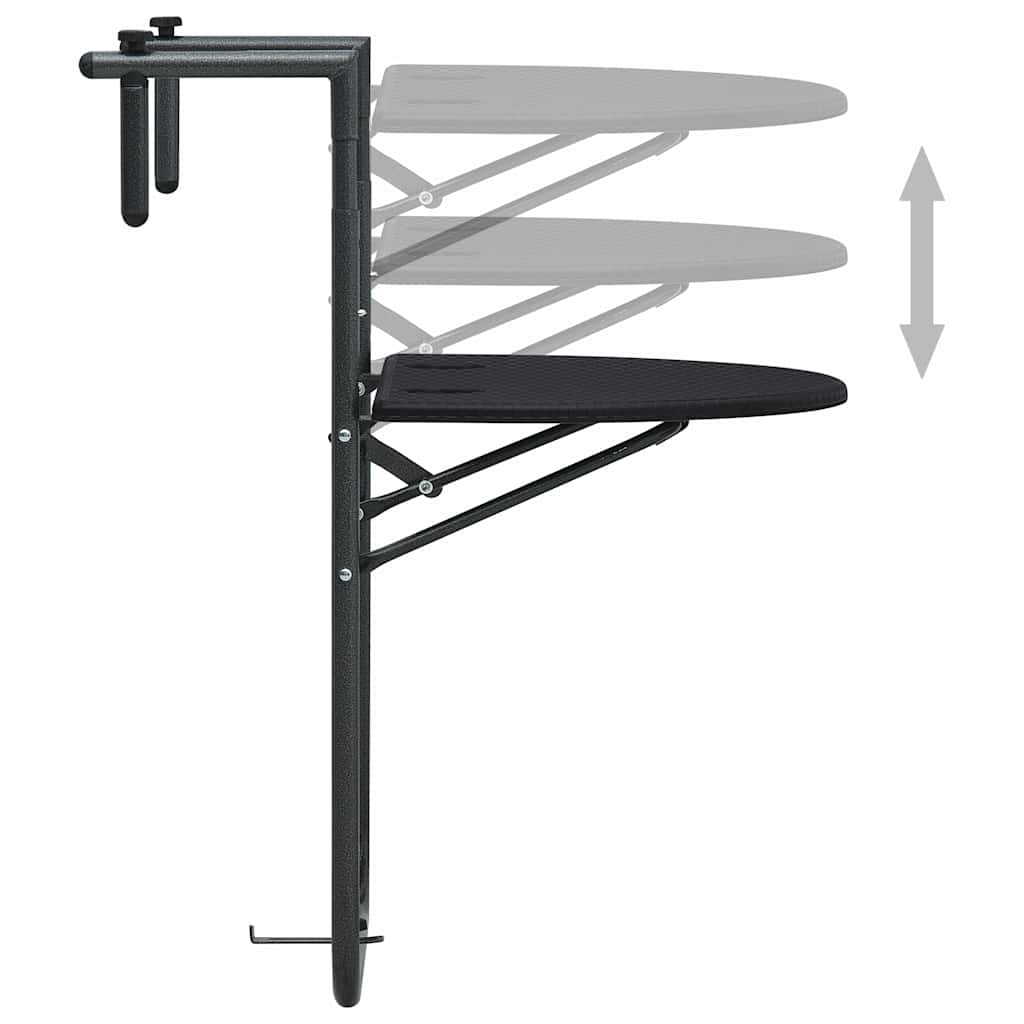Outdoor Table Hanging Balcony 60X64X83.5 Cm Plastic Rattan brown black white 60