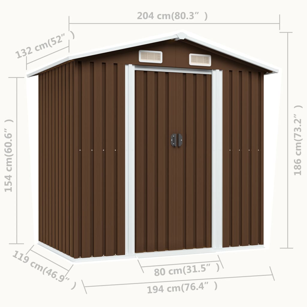 Garden Storage Shed 204X132X186 Cm Steel