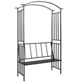 Garden Arch With Bench Black 128X50X207 Cm Iron
