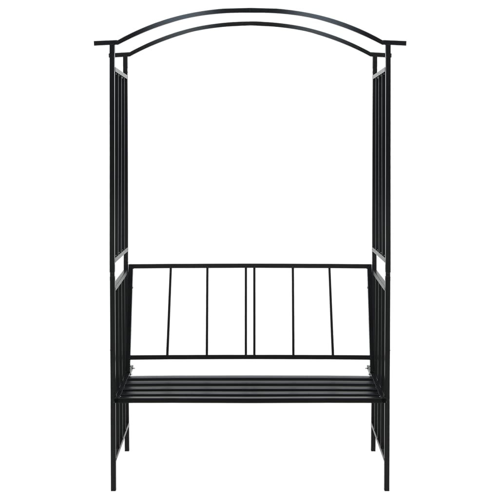 Garden Arch With Bench Black 128X50X207 Cm Iron