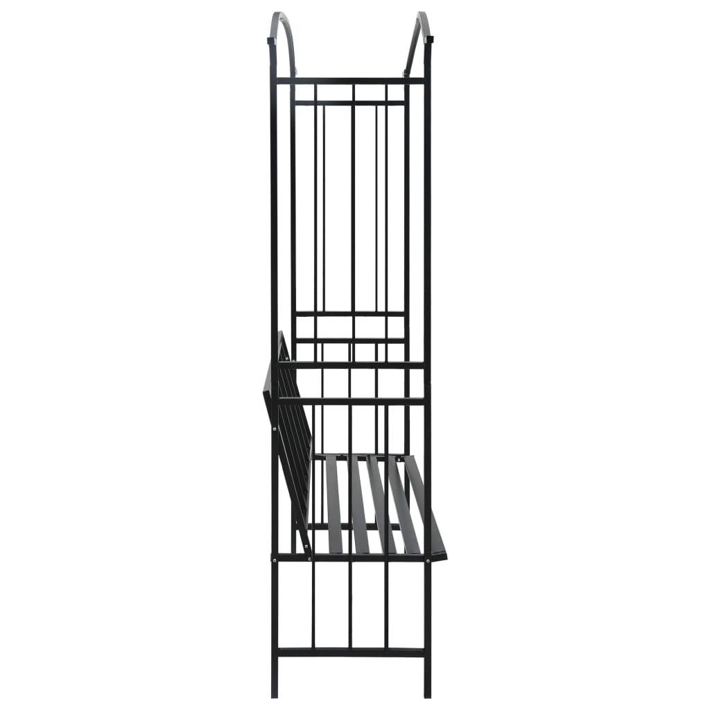Garden Arch With Bench Black 128X50X207 Cm Iron