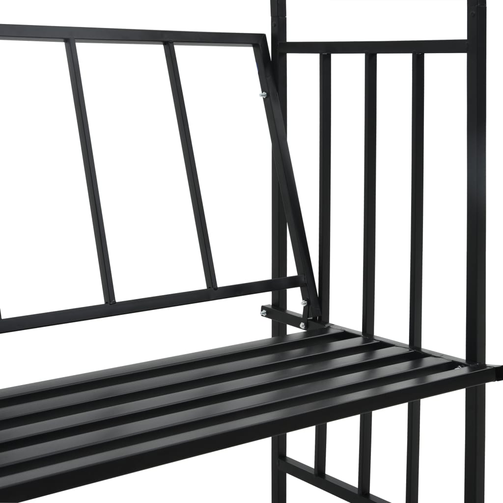 Garden Arch With Bench Black 128X50X207 Cm Iron