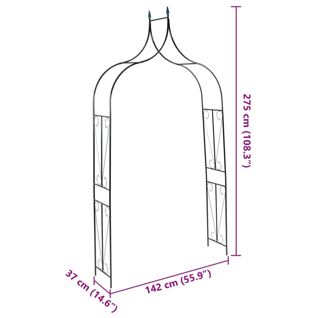 Garden Arch Dark Green 142X37X275 Cm Iron