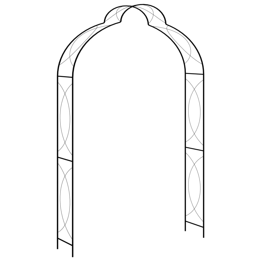 Garden Arch | Black | Powder-Coated Iron | Large | Decorative Inlays
